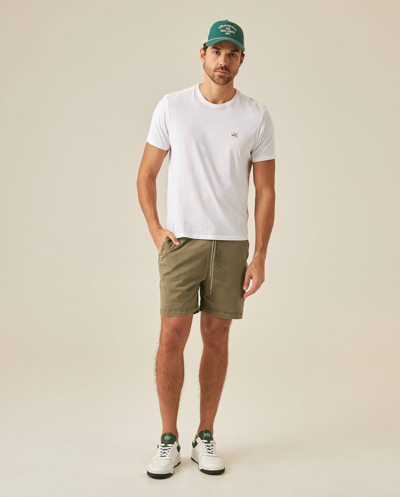 Mens Bermuda Shorts Elastic Waist Cotton Elastane Papery Touch Cool Sensation - Green 63_651H006_VER180312_4