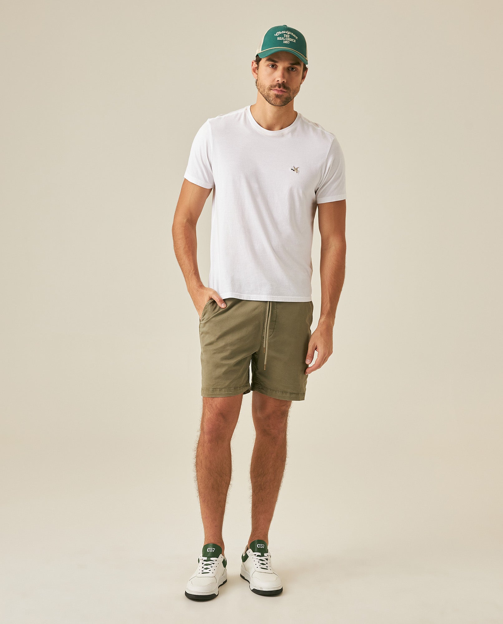 Mens Bermuda Shorts Elastic Waist Cotton Elastane Papery Touch Cool Sensation - Green 63_651H006_VER180312_4