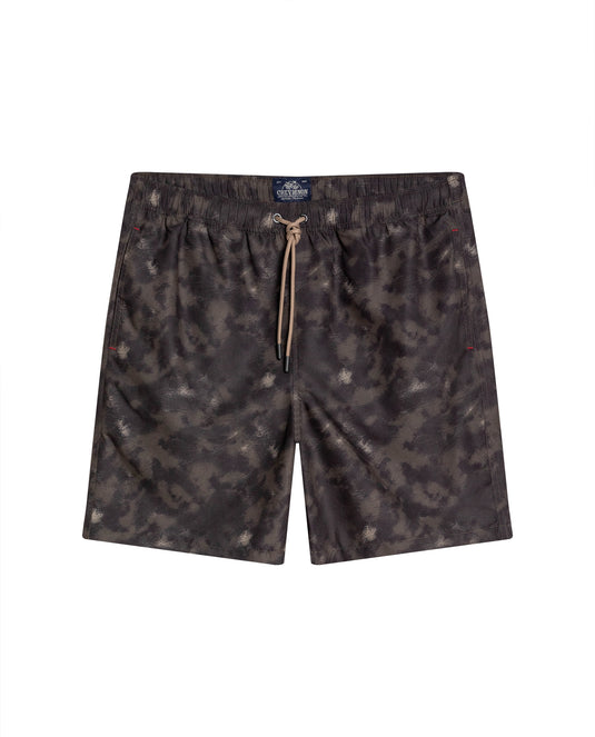 Mens Swim Trunks Mid Rise Recycled Polyester Non-Stretch Classic Structure Adjustable Waist Elastane Lining - Black 63_651H007_NEG194007_0