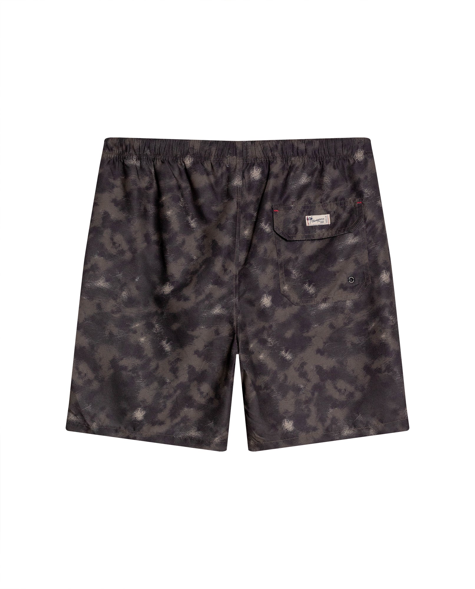 Mens Swim Trunks Mid Rise Recycled Polyester Non-Stretch Classic Structure Adjustable Waist Elastane Lining - Black 63_651H007_NEG194007_5