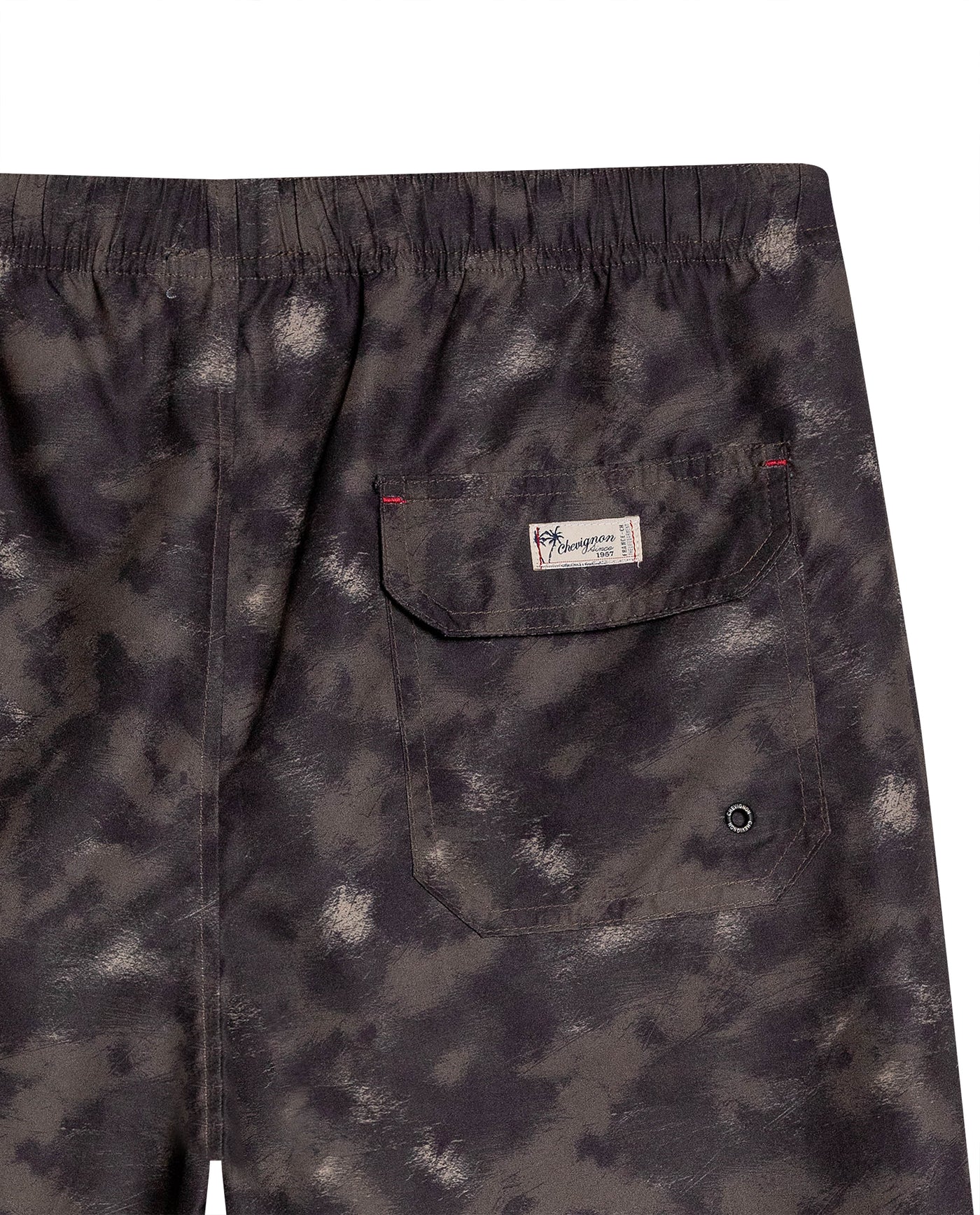 Mens Swim Trunks Mid Rise Recycled Polyester Non-Stretch Classic Structure Adjustable Waist Elastane Lining - Black 63_651H007_NEG194007_6