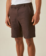 Mens Bermuda Shorts Relaxed Straight Silhouette Linen Pure Natural Maximum Freshness Piping Pockets - Brown 63_651H700_CAF191101_5
