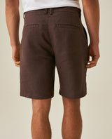 Mens Bermuda Shorts Relaxed Straight Silhouette Linen Pure Natural Maximum Freshness Piping Pockets - Brown 63_651H700_CAF191101_6