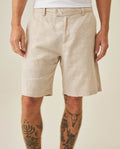 Mens Bermuda Shorts Relaxed Straight Silhouette Linen Pure Natural Maximum Freshness Piping Pockets - Gray 63_651H700_GRI146305_0