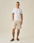 Mens Bermuda Shorts Relaxed Straight Silhouette Linen Pure Natural Maximum Freshness Piping Pockets - Gray 63_651H700_GRI146305_4