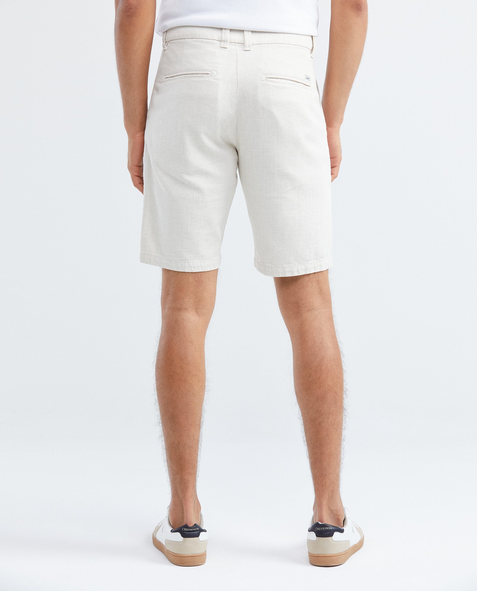 Men's Bermuda Shorts Linen-Viscose Blend Diagonal Pockets Back Piped - 5
