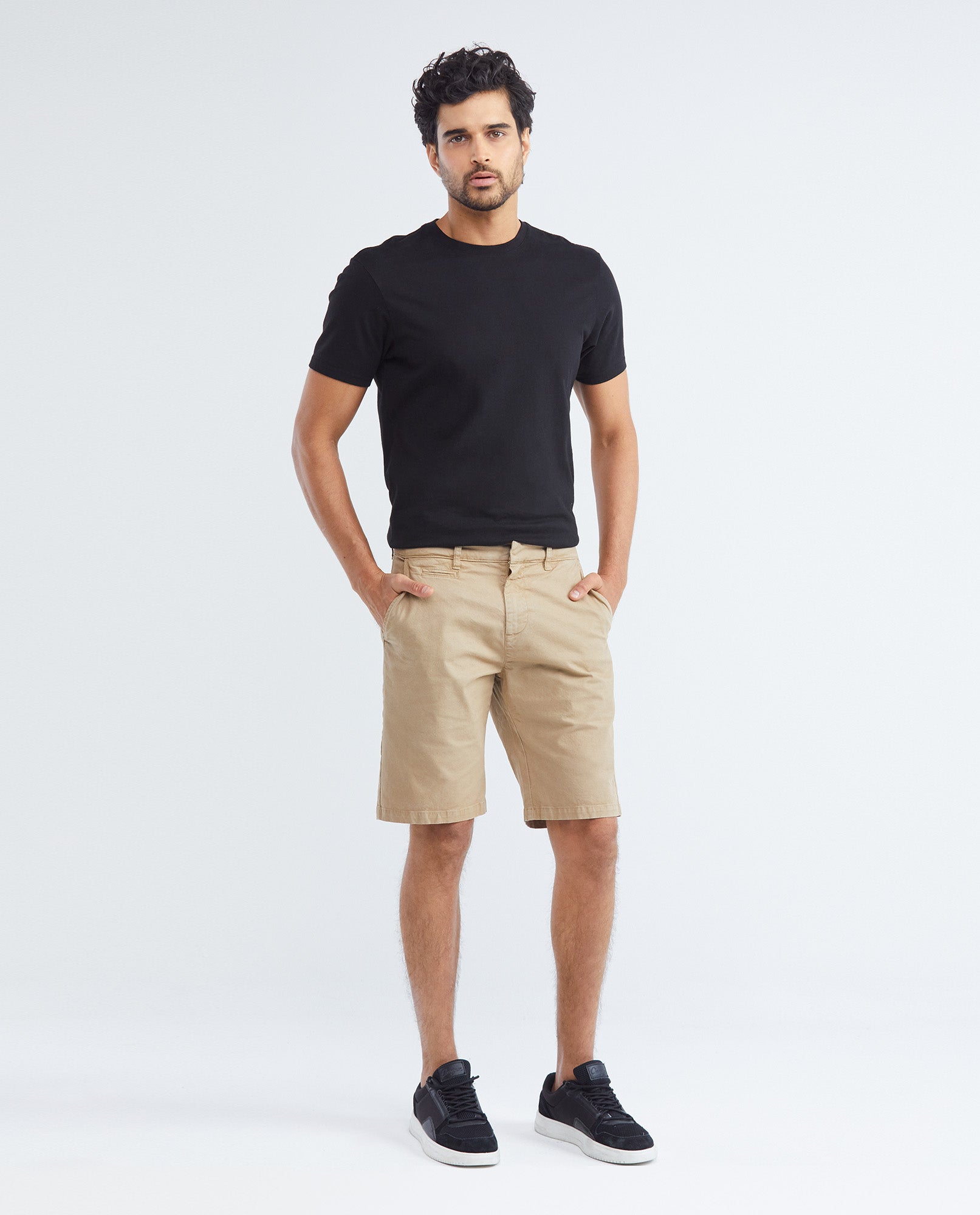 Men's Bermuda Shorts Cotton Stretch Diagonal Pockets Back Pleats Coin Pocket - 2