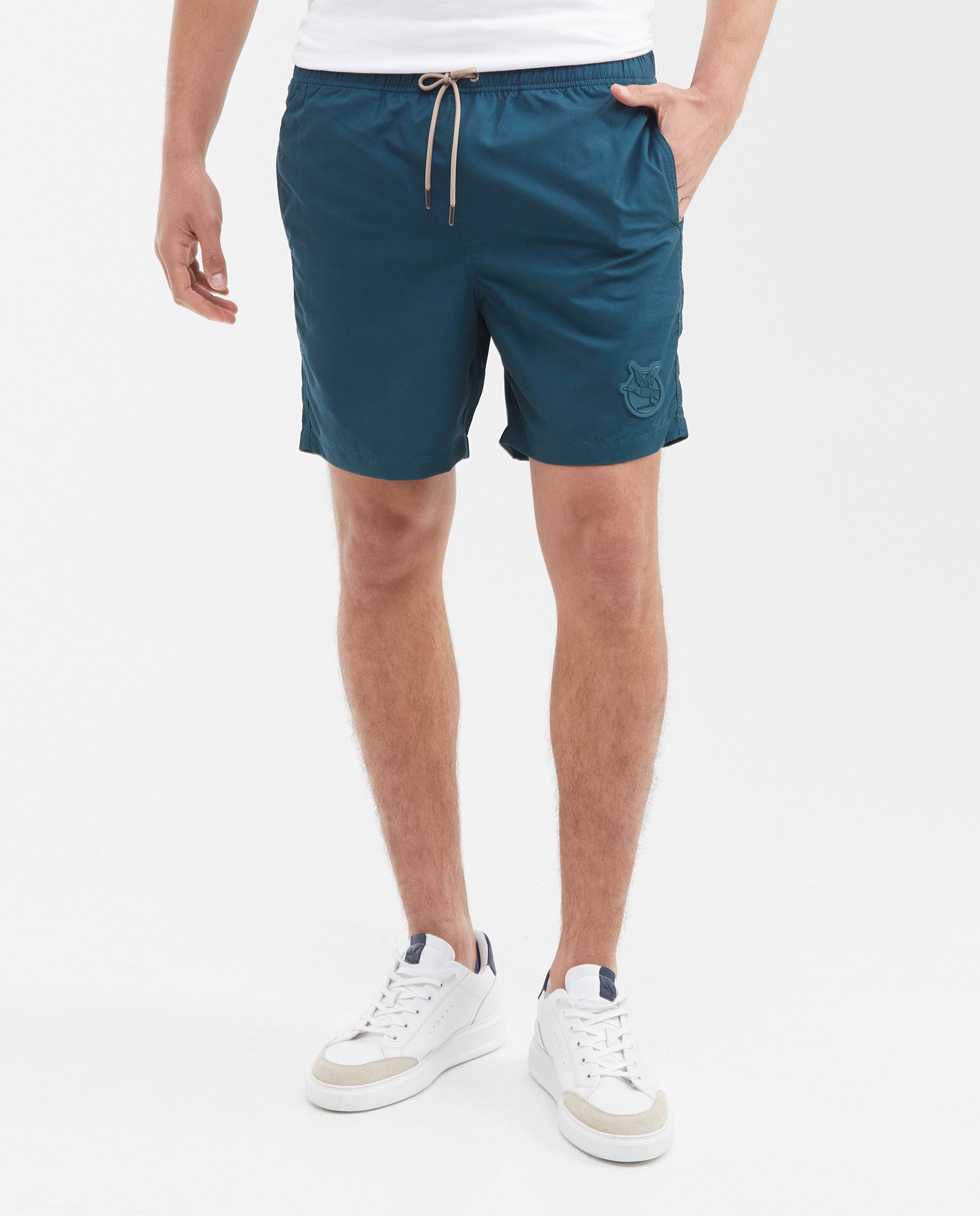 Men's Regular Fit Eco-Friendly Solid Swim Bermuda with Travel Bag - 1