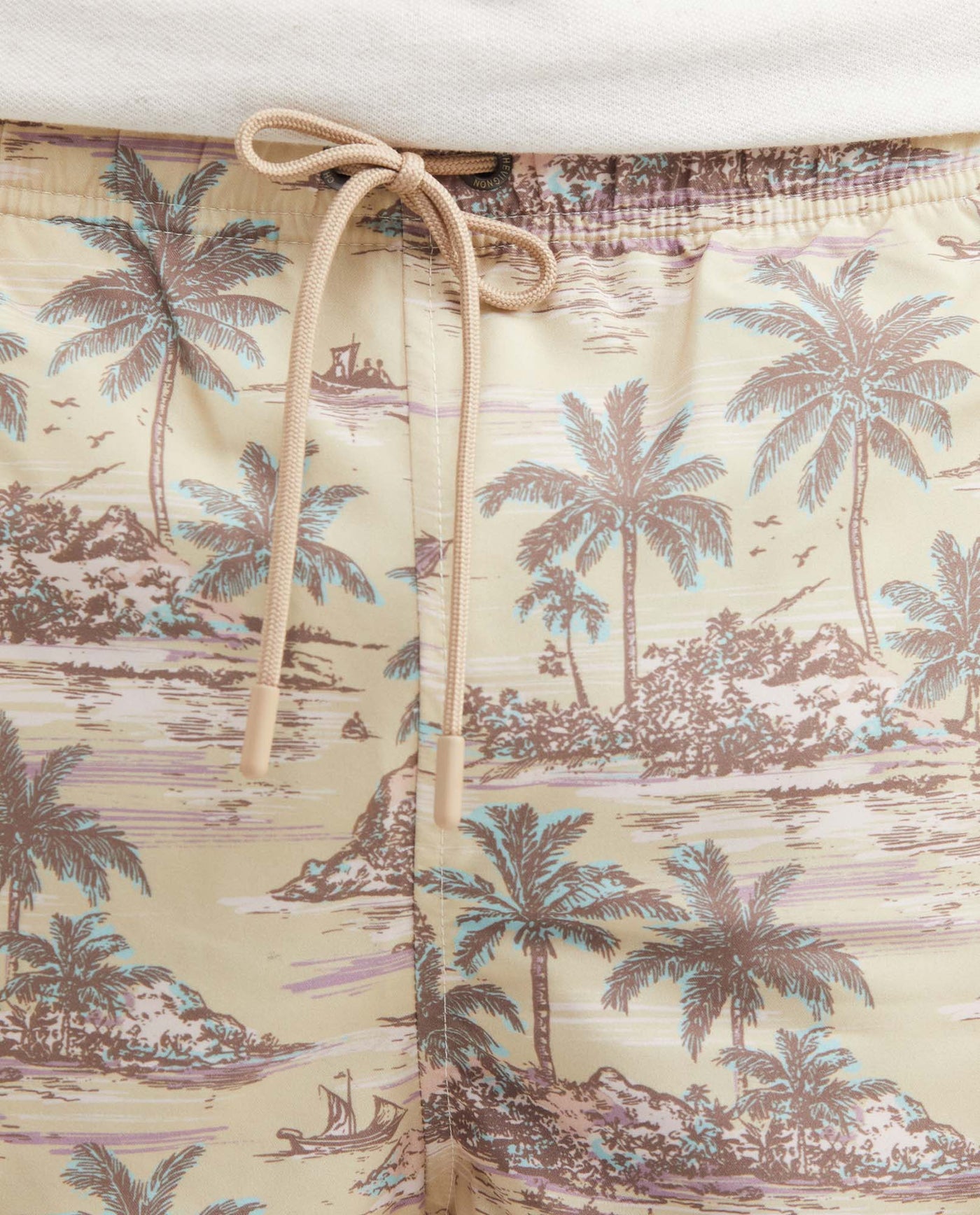 Men's Regular Fit Recycled Polyester Palm Tree Print Swim Bermuda - 4