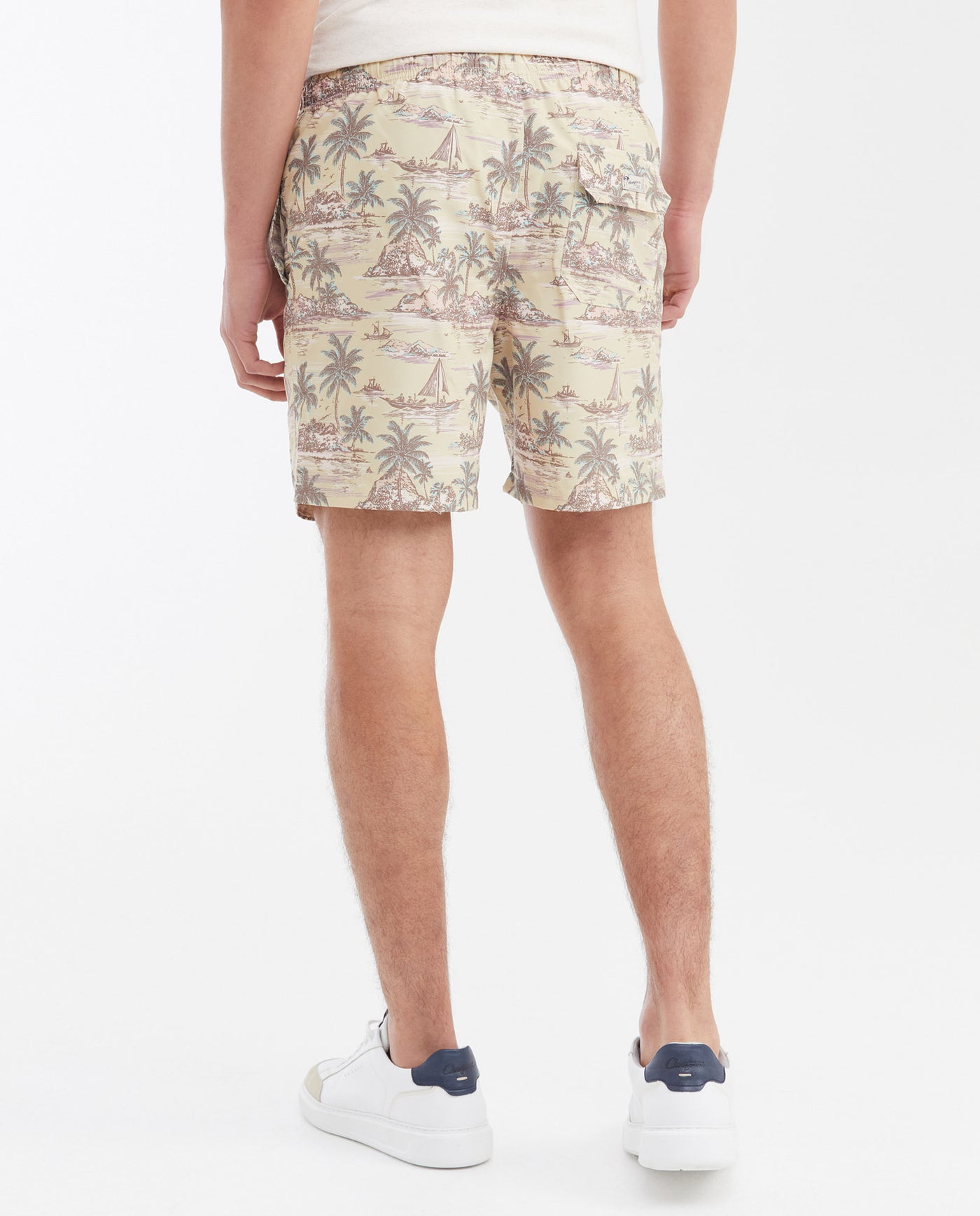 Men's Regular Fit Recycled Polyester Palm Tree Print Swim Bermuda - 5