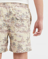 Men's Regular Fit Recycled Polyester Palm Tree Print Swim Bermuda - 6