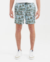 Men's Regular Fit Recycled Polyester Palm Tree Print Swim Bermuda - 1