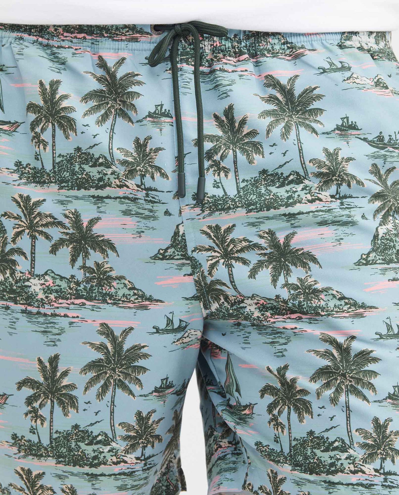 Men's Regular Fit Recycled Polyester Palm Tree Print Swim Bermuda - 3