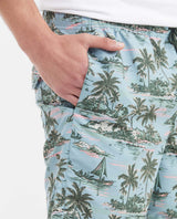 Men's Regular Fit Recycled Polyester Palm Tree Print Swim Bermuda - 4