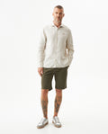 Men's Chino Mid Rise Shorts in Cotton-Tencel Blend, Journey - 3
