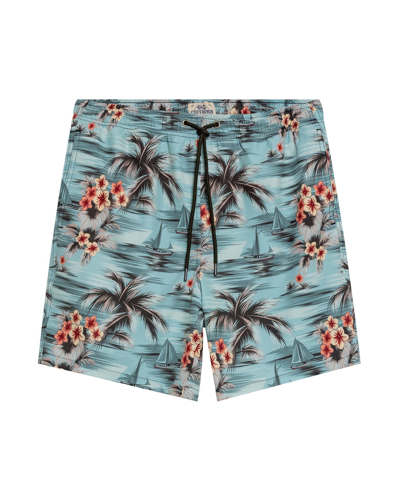 Men's Swim Shorts Mid Rise in Recycled Polyester, Evening - 1