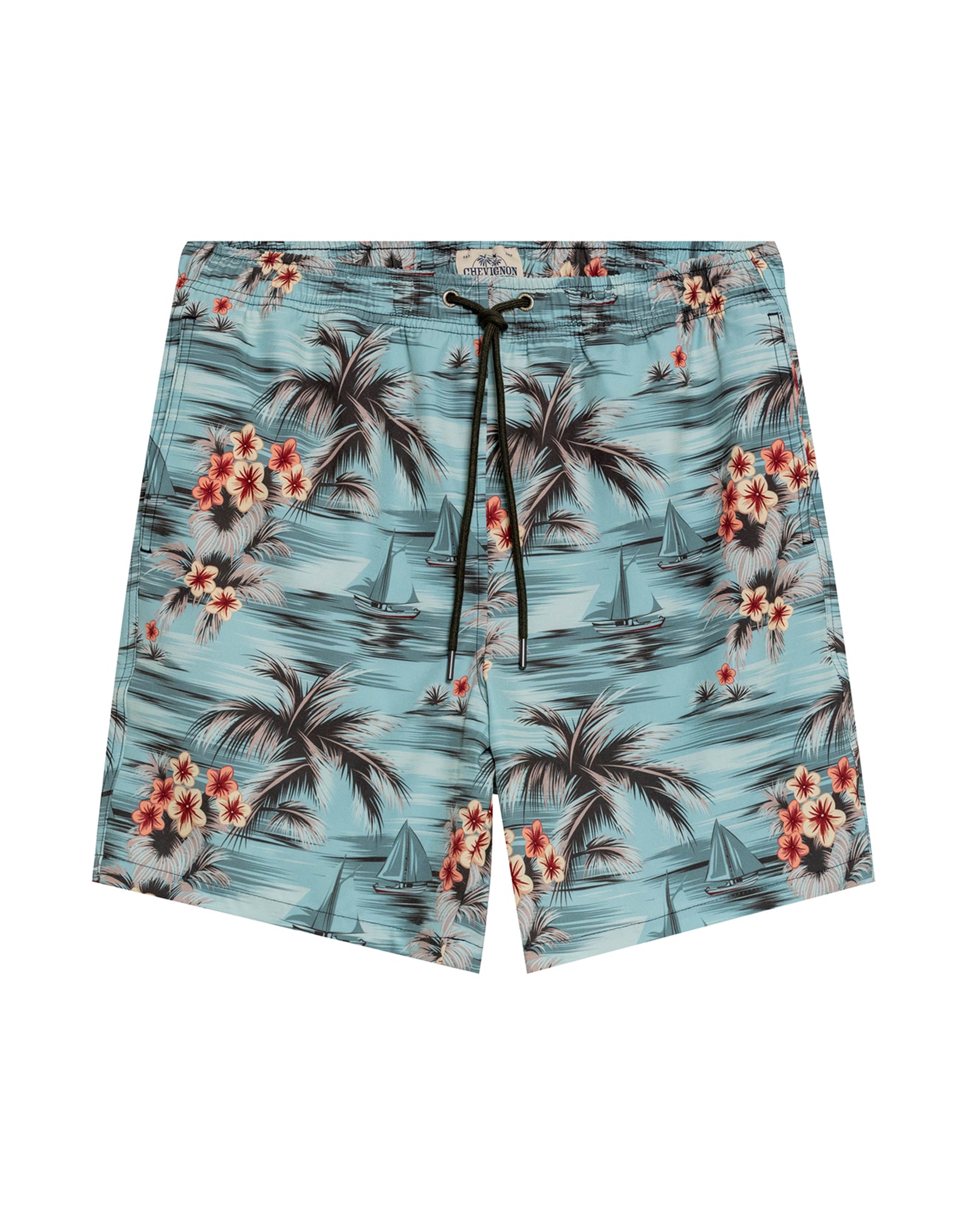 Men's Swim Shorts Mid Rise in Recycled Polyester, Evening - 1