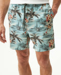 Men's Swim Shorts Mid Rise in Recycled Polyester, Evening - 2