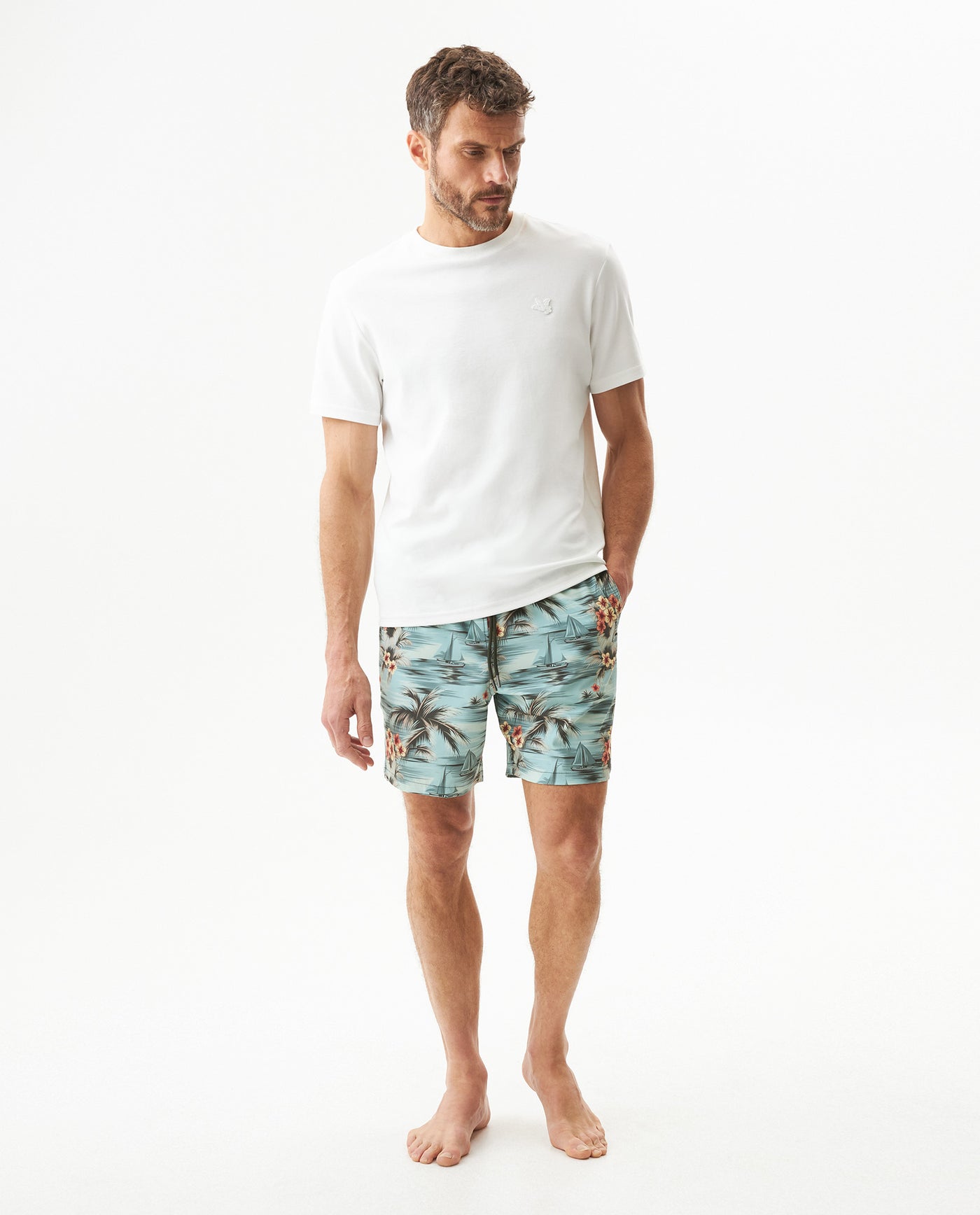 Men's Swim Shorts Mid Rise in Recycled Polyester, Evening - 3