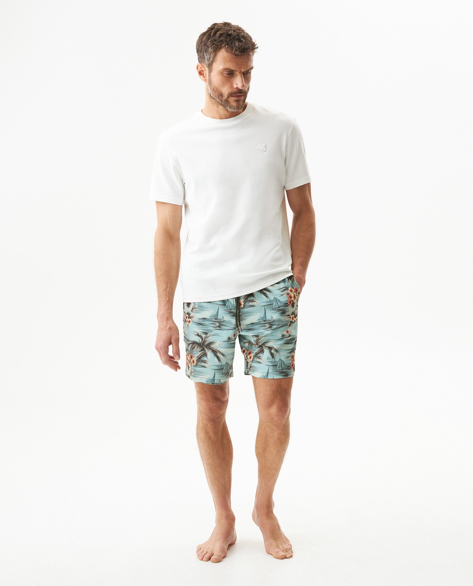 Men's Swim Shorts Mid Rise in Recycled Polyester, Evening - 3