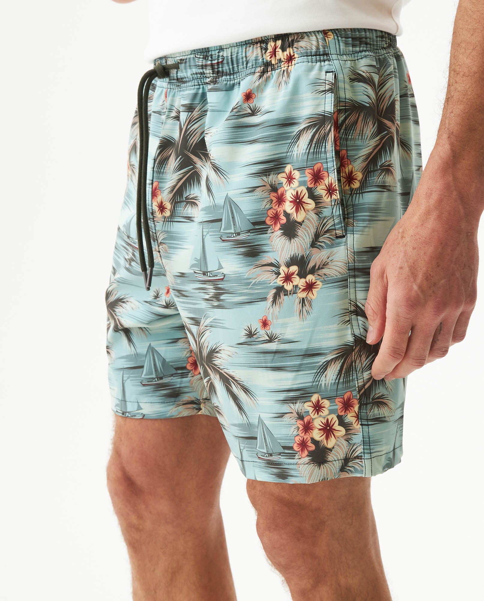 Men's Swim Shorts Mid Rise in Recycled Polyester, Evening - 4