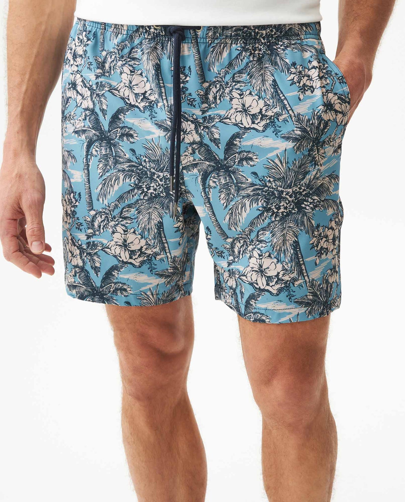 Men's Sustainable Swim Shorts Mid Rise in Polyester Blend, Stardust - 2