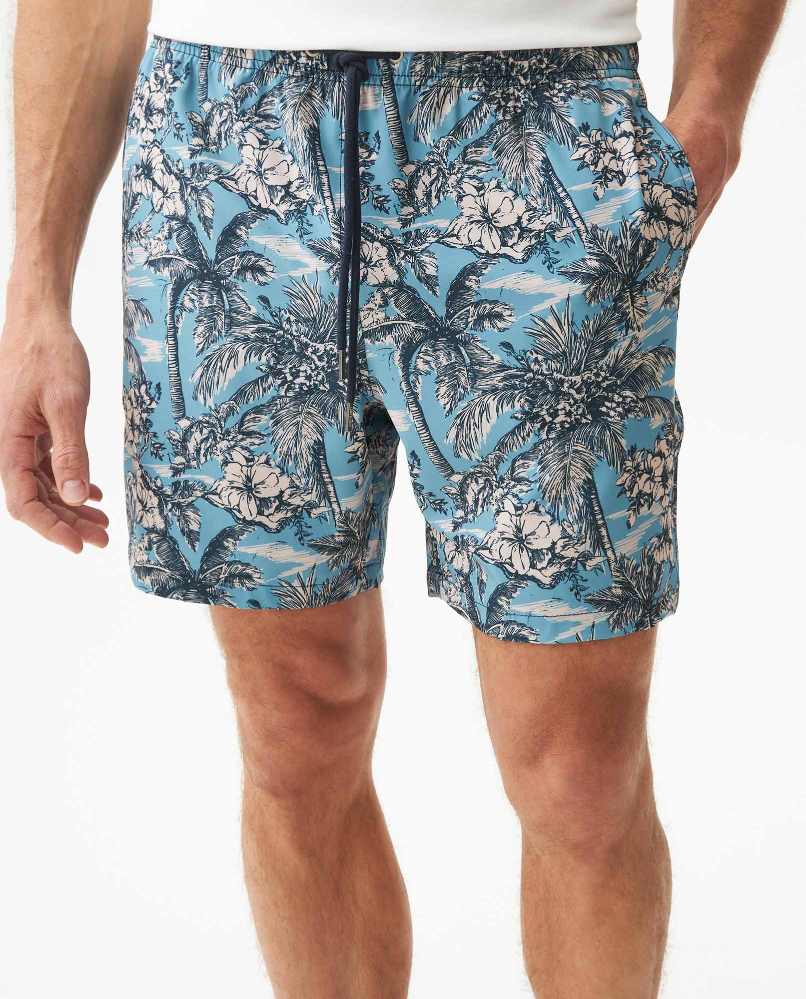 Men's Sustainable Swim Shorts Mid Rise in Polyester Blend, Stardust - 2