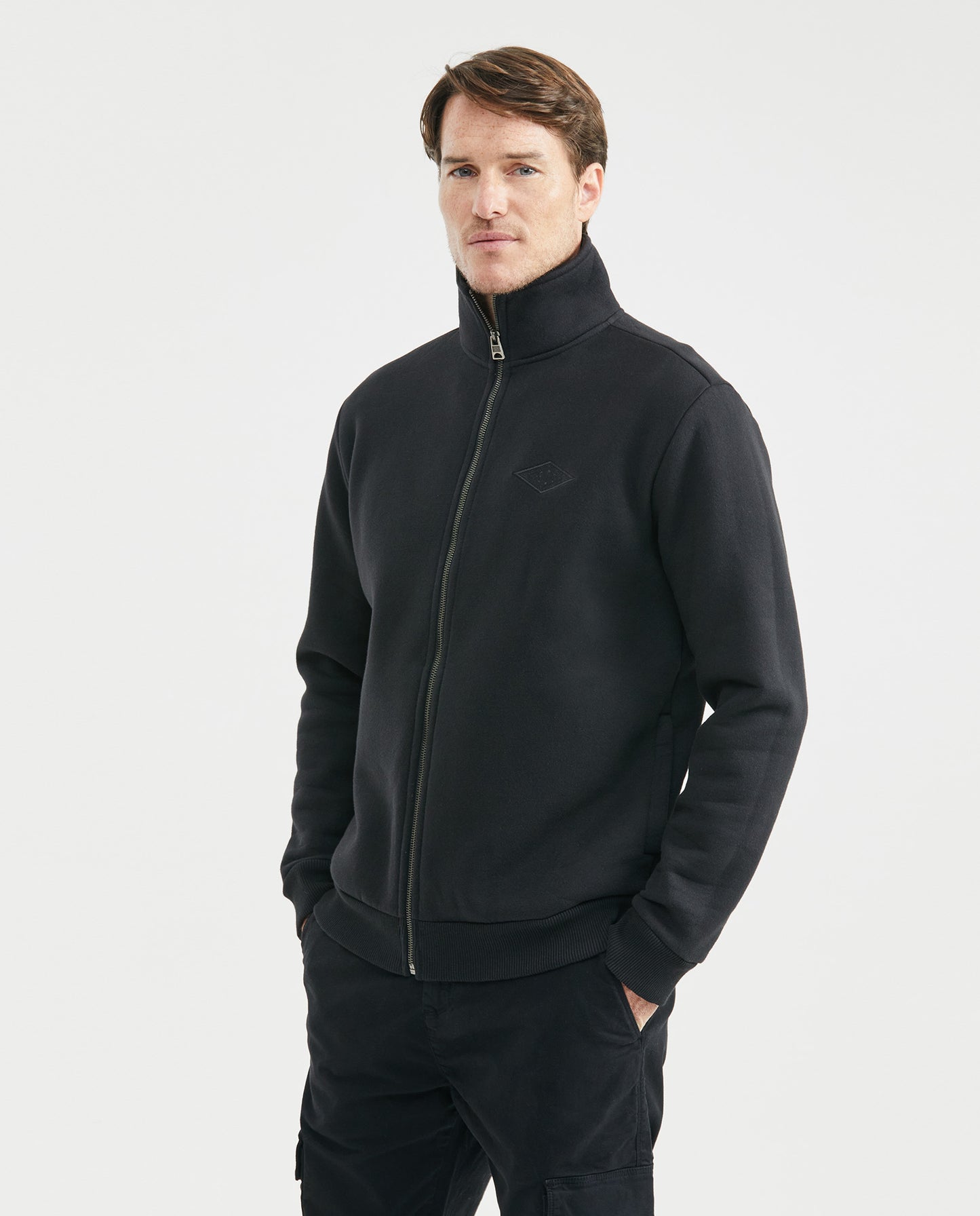 Men's Hoodie, Open - Kangaroo Pocket - Black - 1