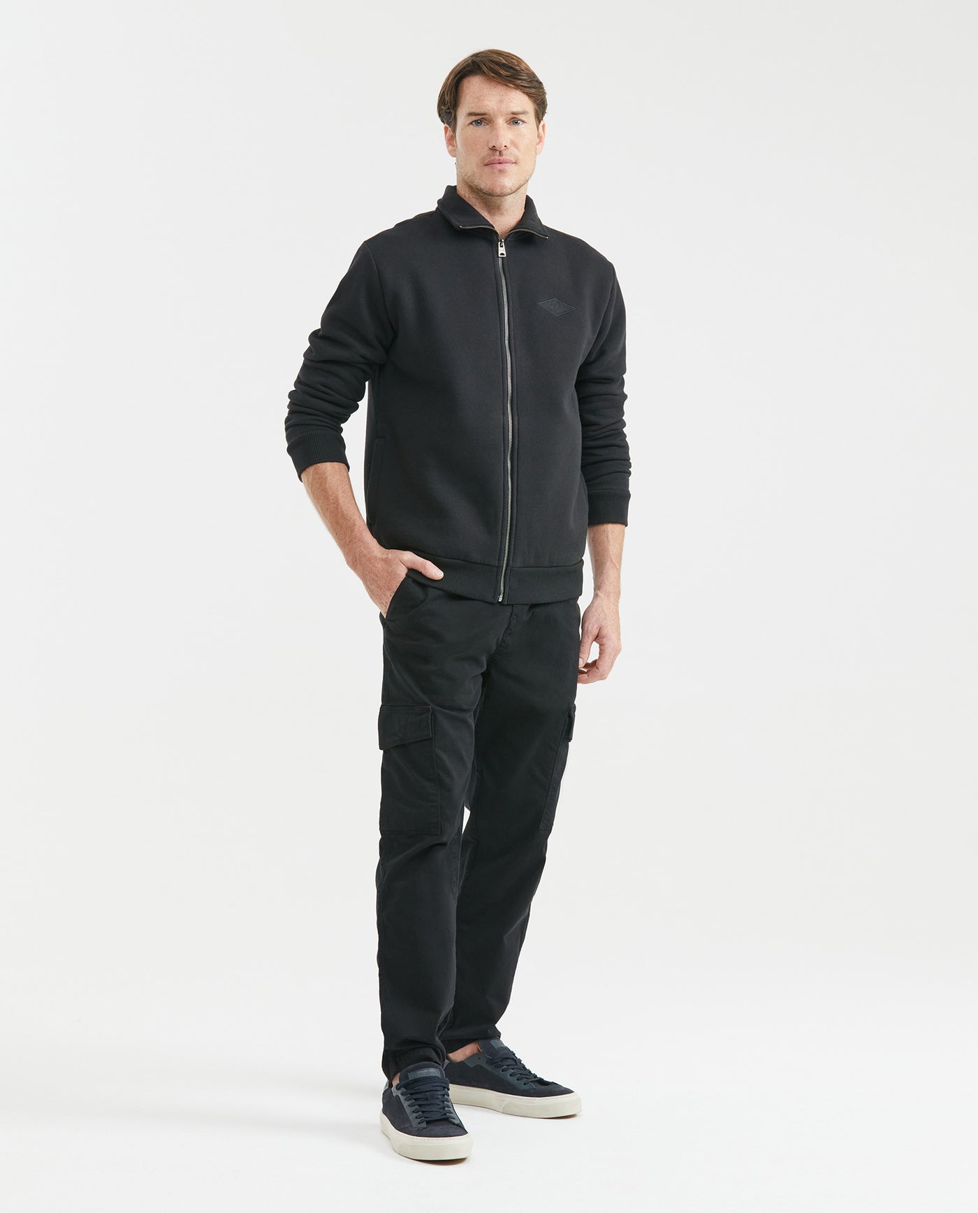 Men's High Neck Sweatshirt Metal Zipper Branded Slider Ribbed Cotton-Polyester - 2