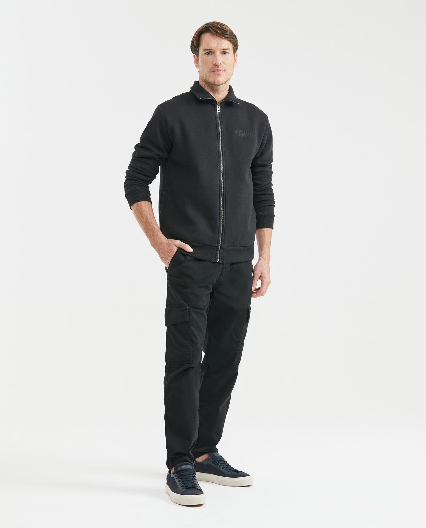 Men's Hoodie, Open - Kangaroo Pocket - Black - 2