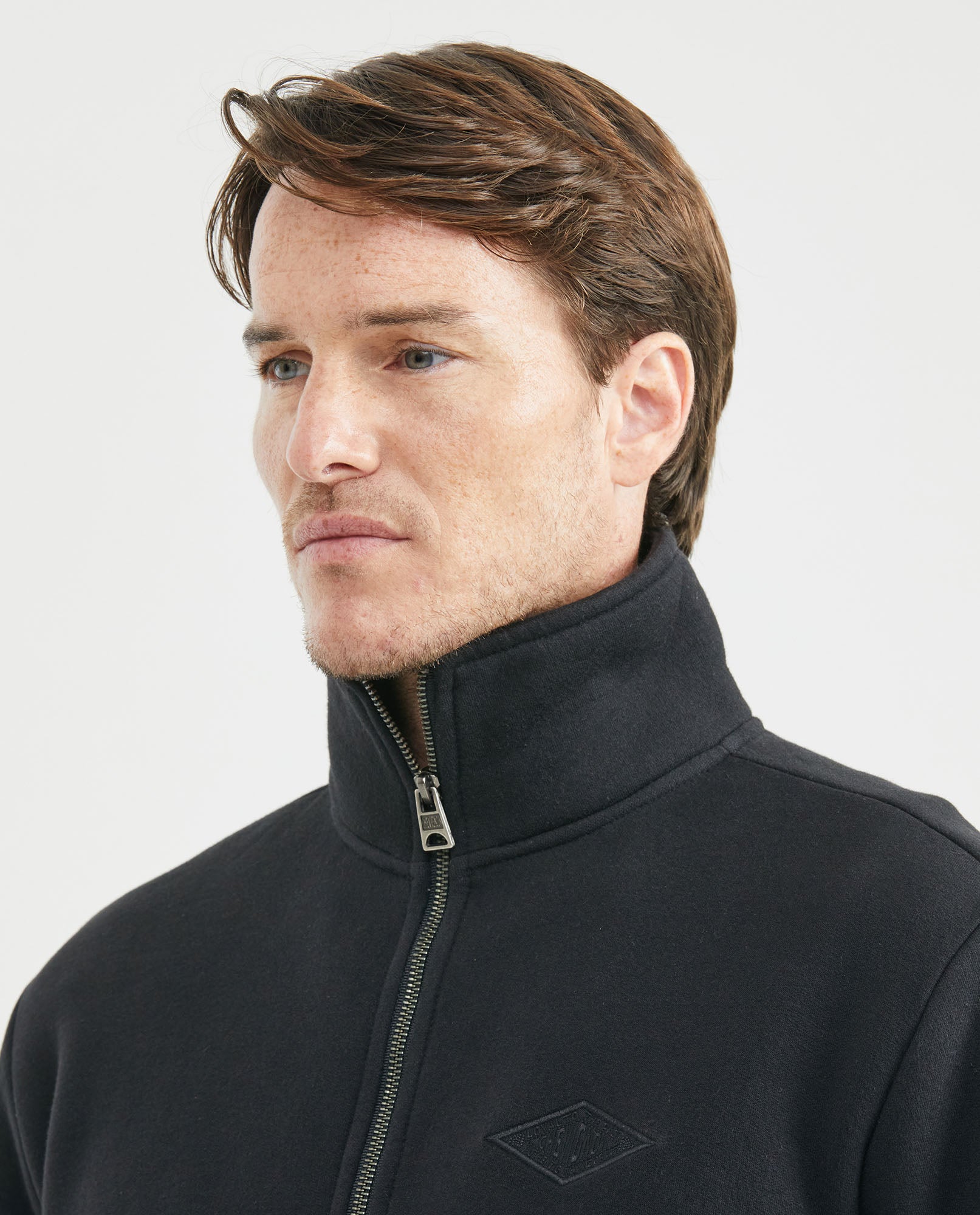 Men's High Neck Sweatshirt Metal Zipper Branded Slider Ribbed Cotton-Polyester - 3