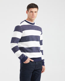 PRE-DYED SWEATSHIRT IN NAVY AND WHITE