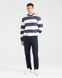 PRE-DYED SWEATSHIRT IN NAVY AND WHITE