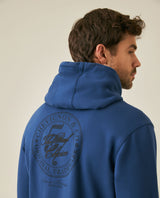 Mens Hoodie Closed Front Cotton Elastane Fleece-Backed Statement Graphics Thick Drawstring Marked Tips - Blue 63_681H000_AZU194029_7