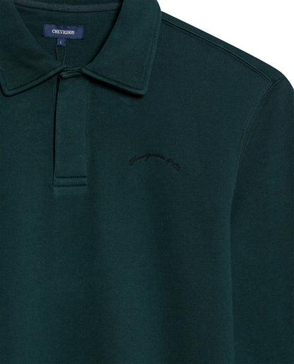 Mens Sweatshirt Polo Style Cotton Elastane Terry Non-Brushed Double Placket Hidden Closure Embroidered Logo - Green 63_681H001_VER195350_8