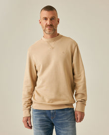 Mens Sweatshirt Crewneck Cotton Elastane Herringbone Texture Complementary Collar Fabric Embroidered Duck - Beige 63_681H002_BEI151214_0