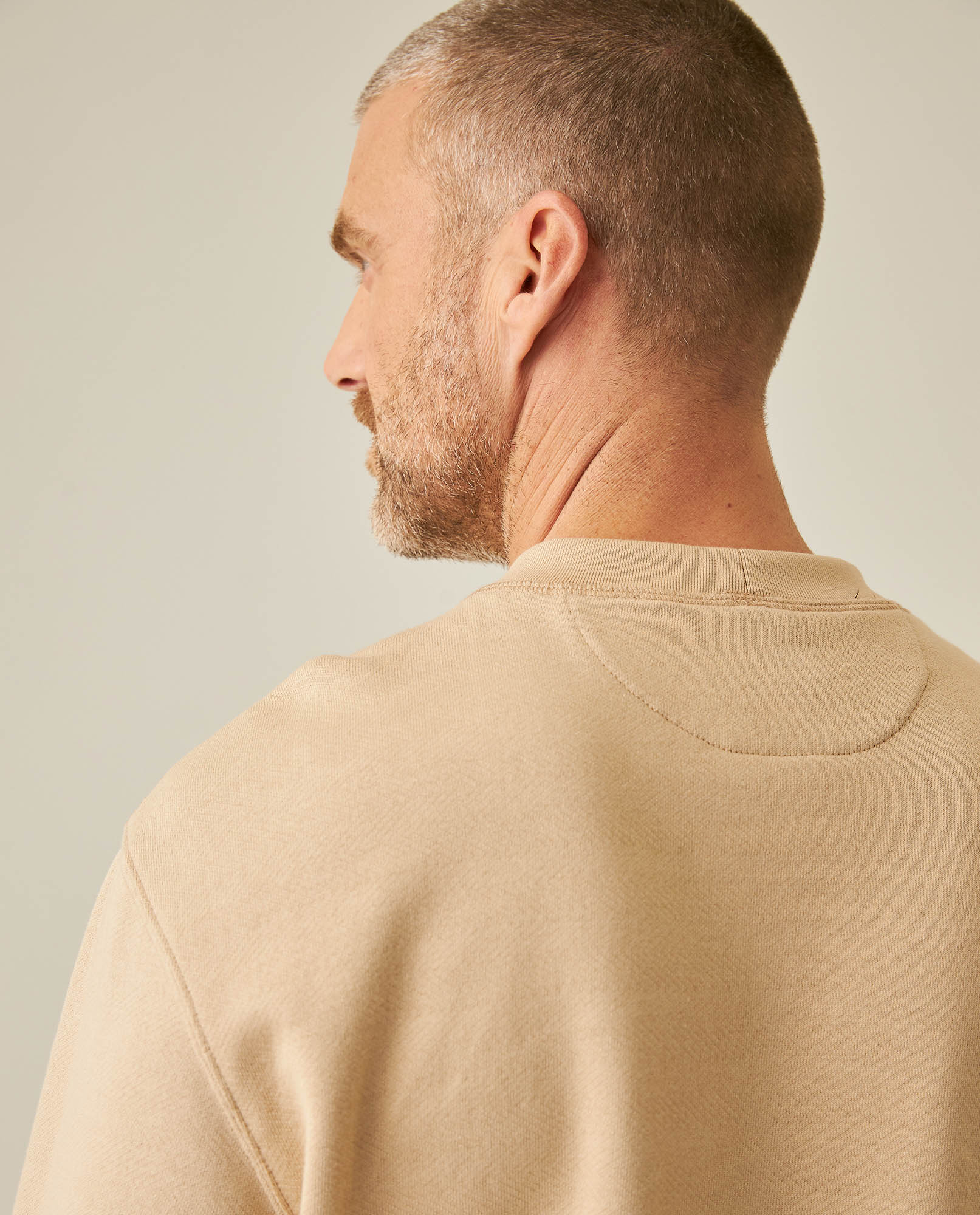 Mens Sweatshirt Crewneck Cotton Elastane Herringbone Texture Complementary Collar Fabric Embroidered Duck - Beige 63_681H002_BEI151214_7