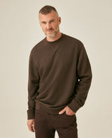 Mens Sweatshirt Crewneck Cotton Elastane Herringbone Texture Complementary Collar Fabric Embroidered Duck - Brown 63_681H002_CAF191016_0