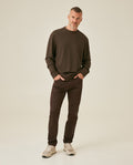 Mens Sweatshirt Crewneck Cotton Elastane Herringbone Texture Complementary Collar Fabric Embroidered Duck - Brown 63_681H002_CAF191016_4