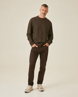 Mens Sweatshirt Crewneck Cotton Elastane Herringbone Texture Complementary Collar Fabric Embroidered Duck - Brown 63_681H002_CAF191016_4