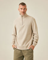 Mens Sweatshirt Half Zip Closure Cotton Polyester Knit Simulation Knitwear Sophisticated Metal Zipper Marked Pull - Gray 63_681H003_GRI171107_0