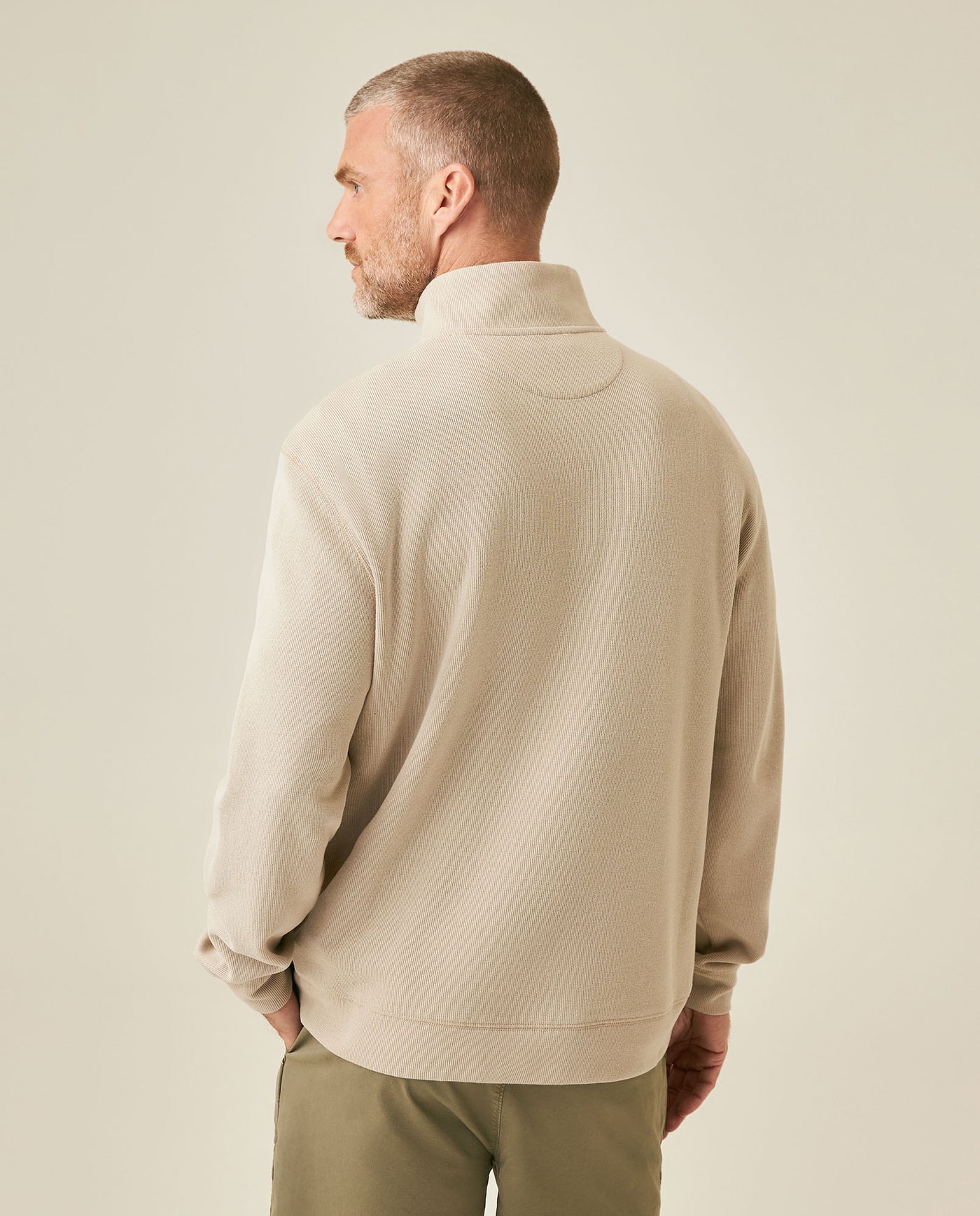 Mens Sweatshirt Half Zip Closure Cotton Polyester Knit Simulation Knitwear Sophisticated Metal Zipper Marked Pull - Gray 63_681H003_GRI171107_6