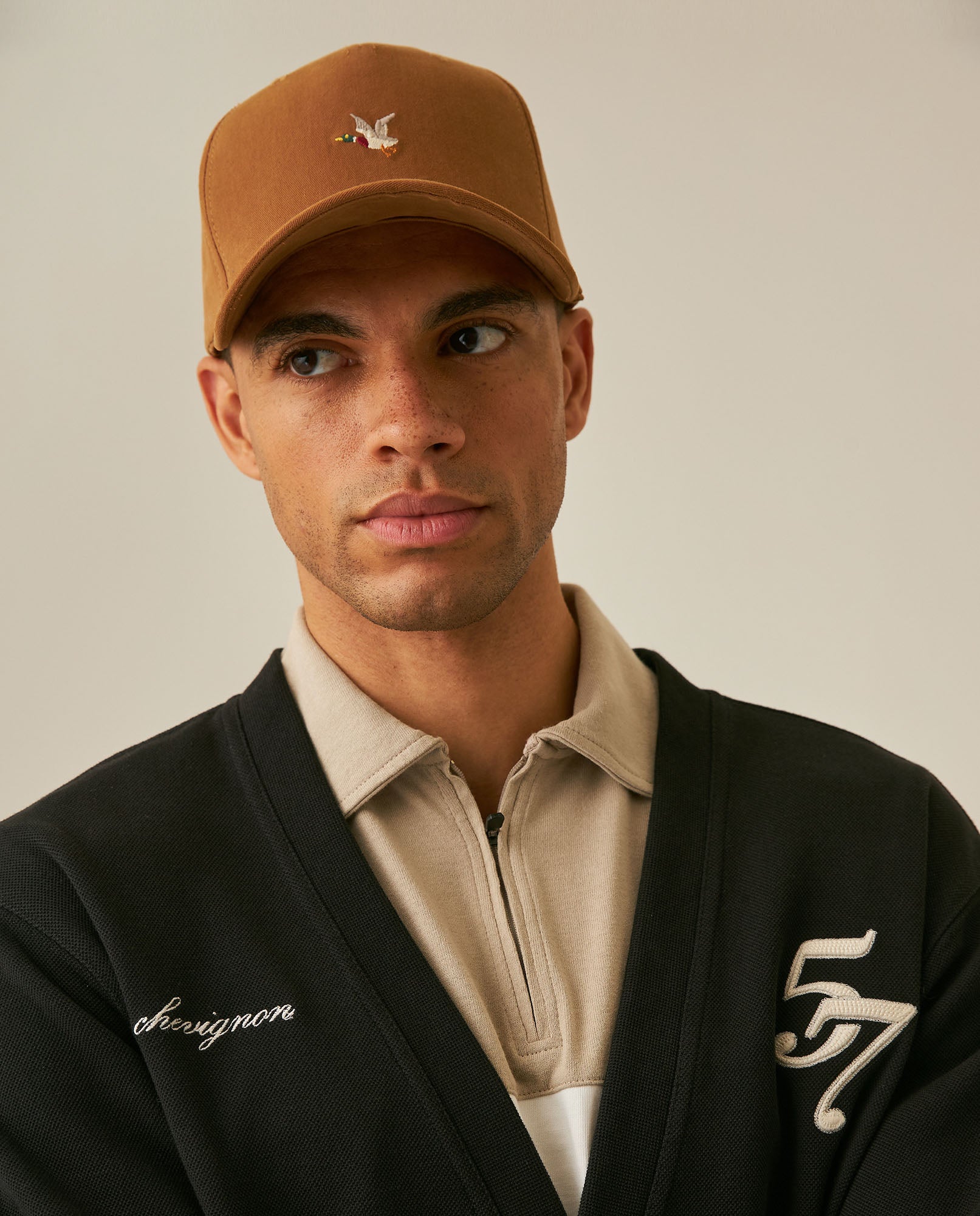 Mens Cardigan Sweatshirt Cotton Polyester Heavy Piqué Embroidered Graphics Both Sides Button Closure Patch Pockets - Black 63_681H006_NEG194007_5