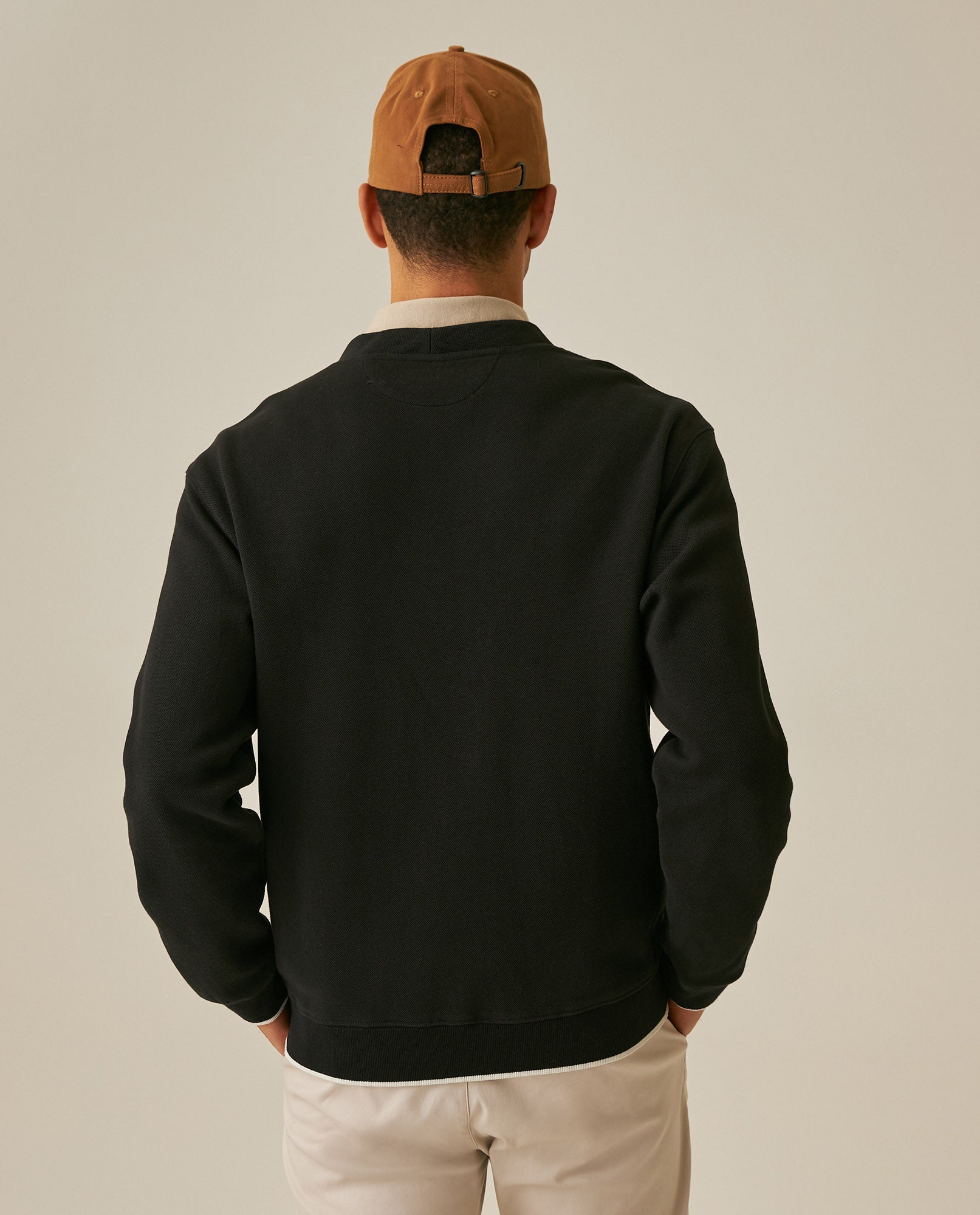 Mens Cardigan Sweatshirt Cotton Polyester Heavy Piqué Embroidered Graphics Both Sides Button Closure Patch Pockets - Black 63_681H006_NEG194007_7