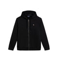 Mens Hoodie Open Front Cotton Polyester Terry Slight Sheen Urban Western Aesthetic Yoke Copper Zipper - Black 63_681H008_NEG194007_3