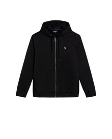 Mens Hoodie Open Front Cotton Polyester Terry Slight Sheen Urban Western Aesthetic Yoke Copper Zipper - Black 63_681H008_NEG194007_3