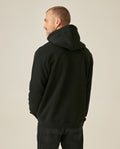 Mens Hoodie Open Front Cotton Polyester Terry Slight Sheen Urban Western Aesthetic Yoke Copper Zipper - Black 63_681H008_NEG194007_6