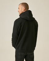 Mens Hoodie Open Front Cotton Polyester Terry Slight Sheen Urban Western Aesthetic Yoke Copper Zipper - Black 63_681H008_NEG194007_6