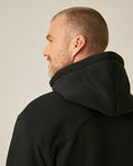 Mens Hoodie Open Front Cotton Polyester Terry Slight Sheen Urban Western Aesthetic Yoke Copper Zipper - Black 63_681H008_NEG194007_7