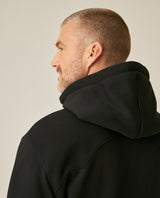 Mens Hoodie Open Front Cotton Polyester Terry Slight Sheen Urban Western Aesthetic Yoke Copper Zipper - Black 63_681H008_NEG194007_7